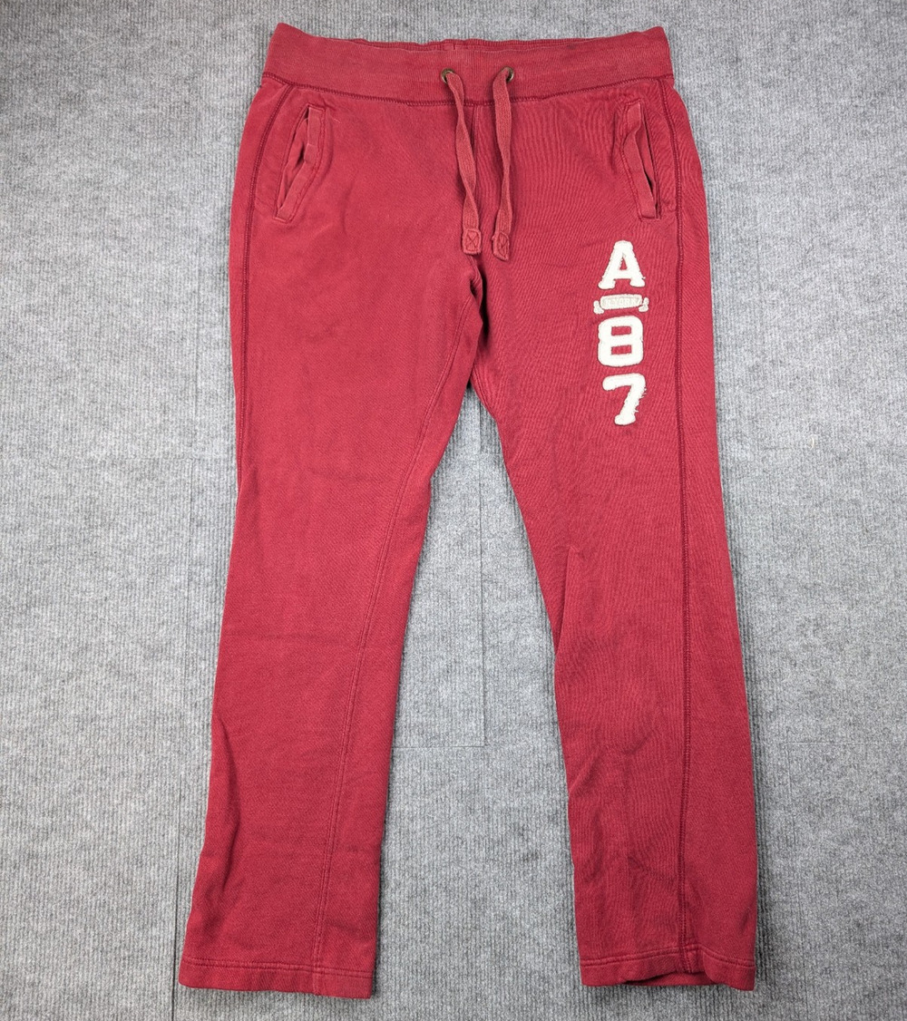 Vintage Y2K Aeropostale Sweatpants Mens Medium Red Logo Athleisure Fleece 90s